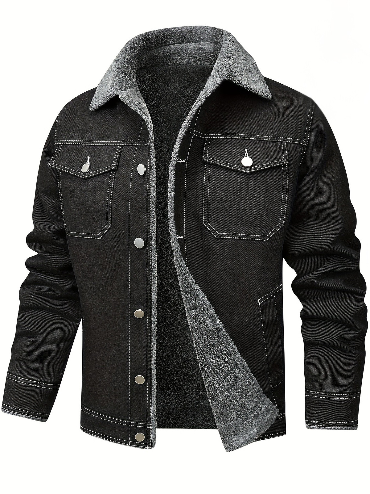 Draven | Men's Warm Fleece Lined Washed Denim Winter Jacket