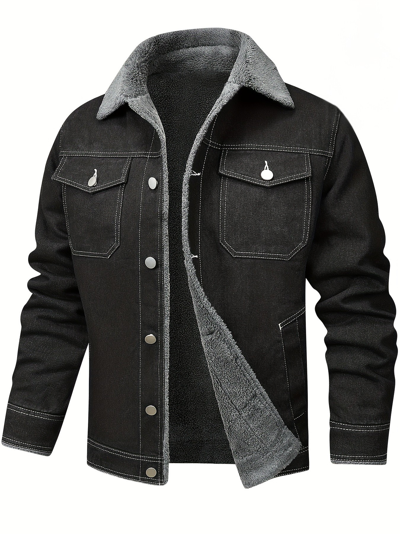 Draven | Men's Warm Fleece Lined Washed Denim Winter Jacket