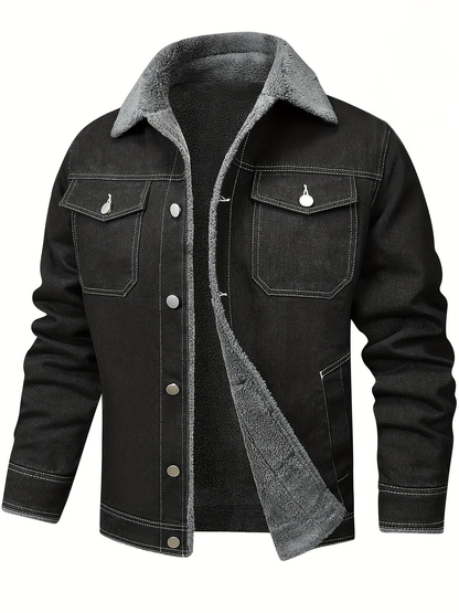 Draven | Men's Warm Fleece Lined Washed Denim Winter Jacket