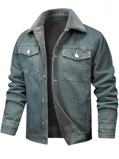 Draven | Men's Warm Fleece Lined Washed Denim Winter Jacket