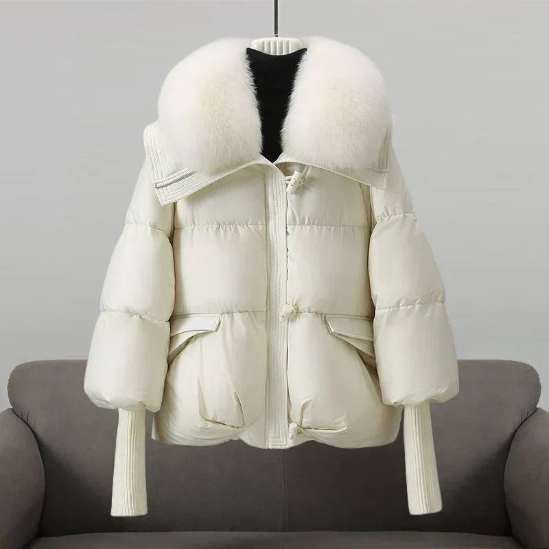 Ingram | Women's Oversized Faux Fur Collar Fluffy Hood Winter Puffer Jacket
