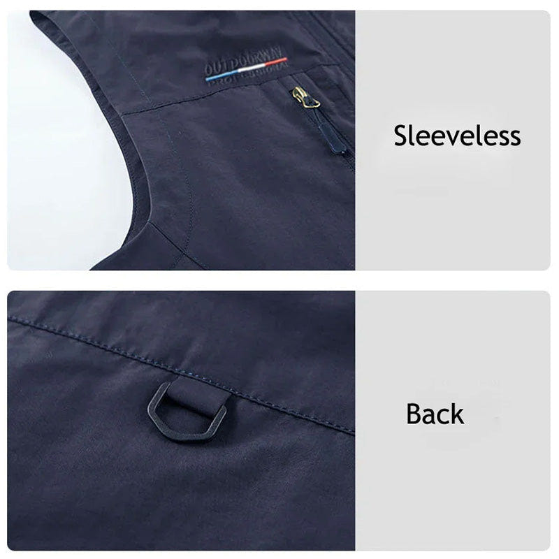 Rennock | Men's Utility Multi Pocket Zip Stand Collar Vest