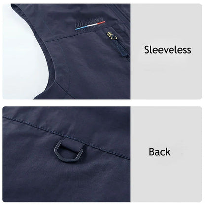 Rennock | Men's Utility Multi Pocket Zip Stand Collar Vest