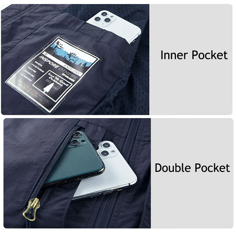 Rennock | Men's Utility Multi Pocket Zip Stand Collar Vest