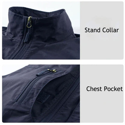 Rennock | Men's Utility Multi Pocket Zip Stand Collar Vest