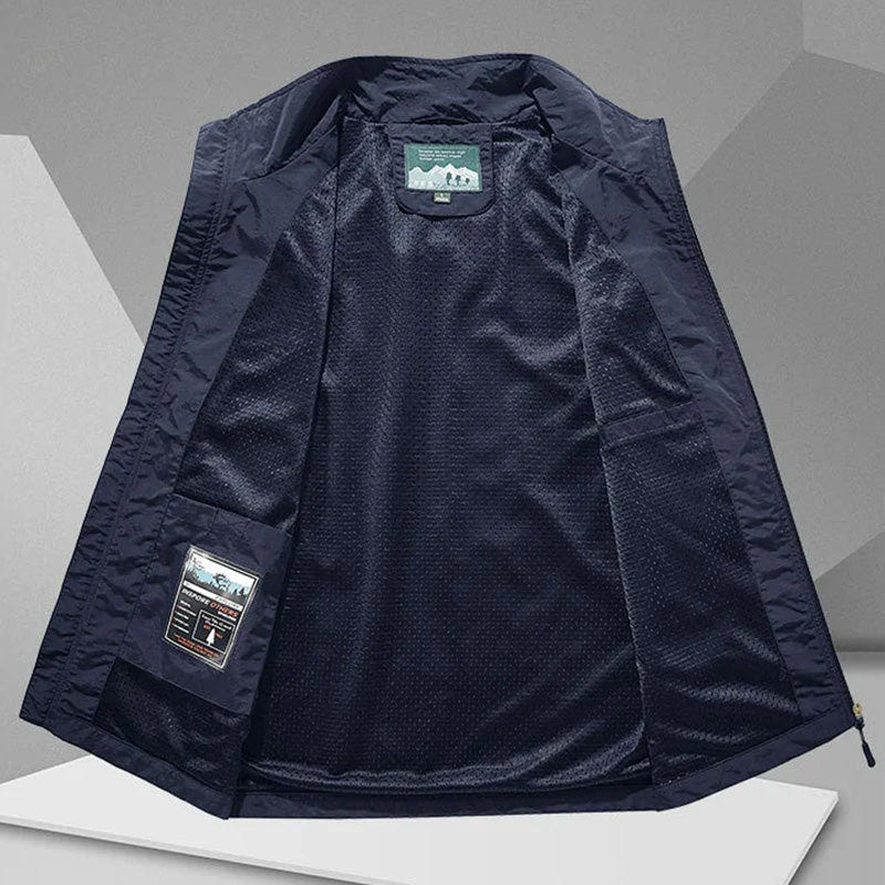 Rennock | Men's Utility Multi Pocket Zip Stand Collar Vest