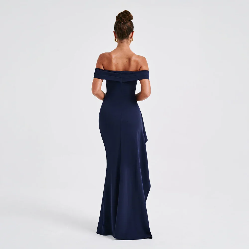 Vivienne | Off Shoulder Maxi Dress Ruched High Slit Formal