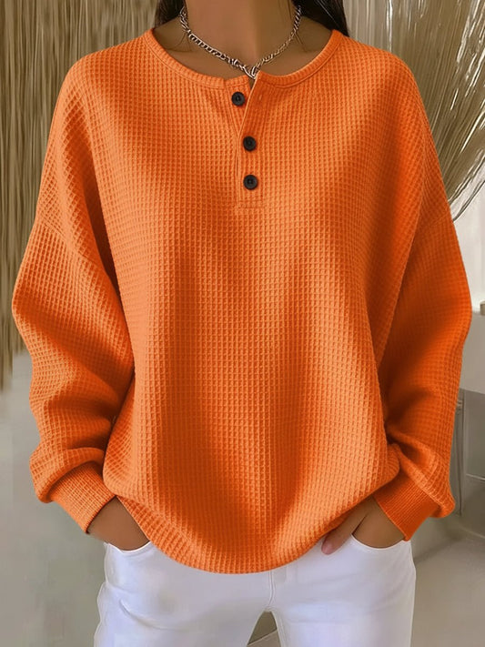 Wilder | Women's Waffle Knit Henley Pullover Sweater