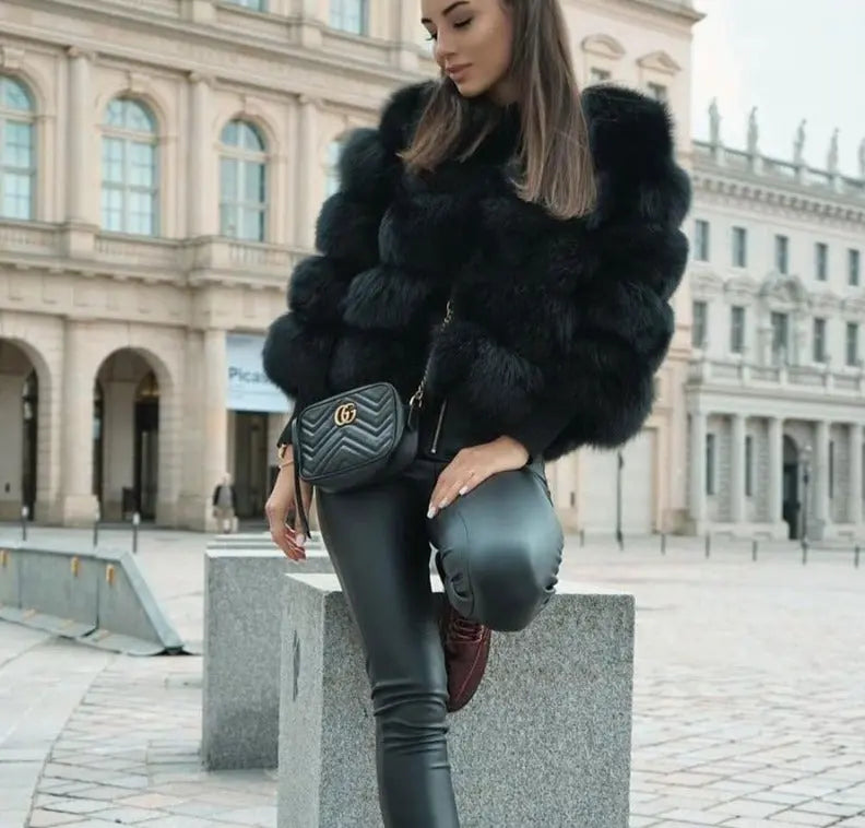Brielle | Women's Faux Fur Cropped Voluminous Coat
