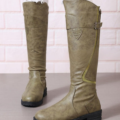 Maren | Women's Waterproof Leather Buckle Knee High Boot