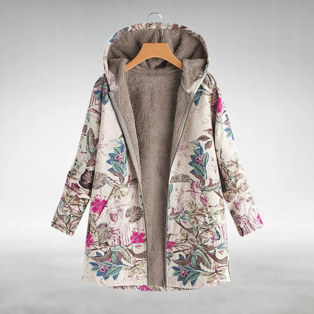 Marlowyse | Women's Floral Fleece Lined Hooded Jacket