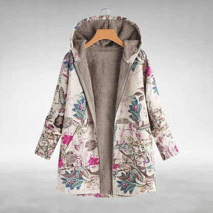 Marlowyse | Women's Floral Fleece Lined Hooded Jacket