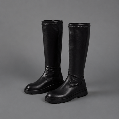 Marceline | Women's Knee High Chunky Sole Lug Round Toe Boot