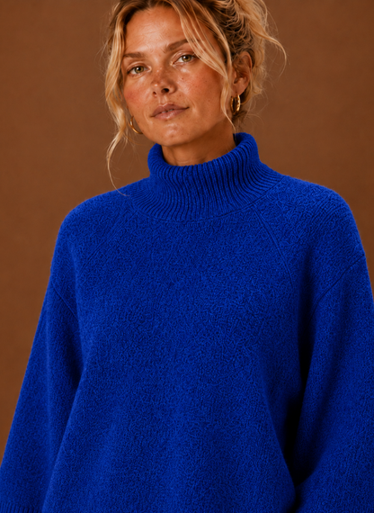 Neswick | Women's Chunky Knit Mock Neck Oversized Bell Sleeve Pullover Sweater