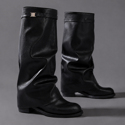 Isabella | Women's Slouch Block Heel Leather Knee High Boot