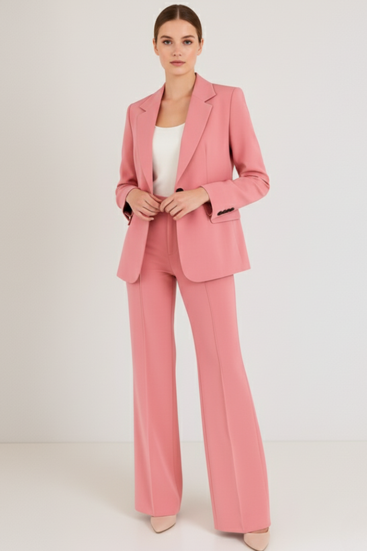 Marlowe | Women's Tailored Blazer Straight Leg Trouser Suit Set