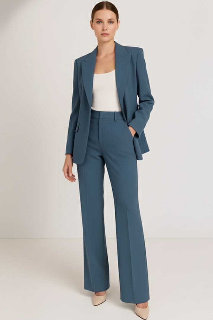 Marlowe | Women's Tailored Blazer Straight Leg Trouser Suit Set