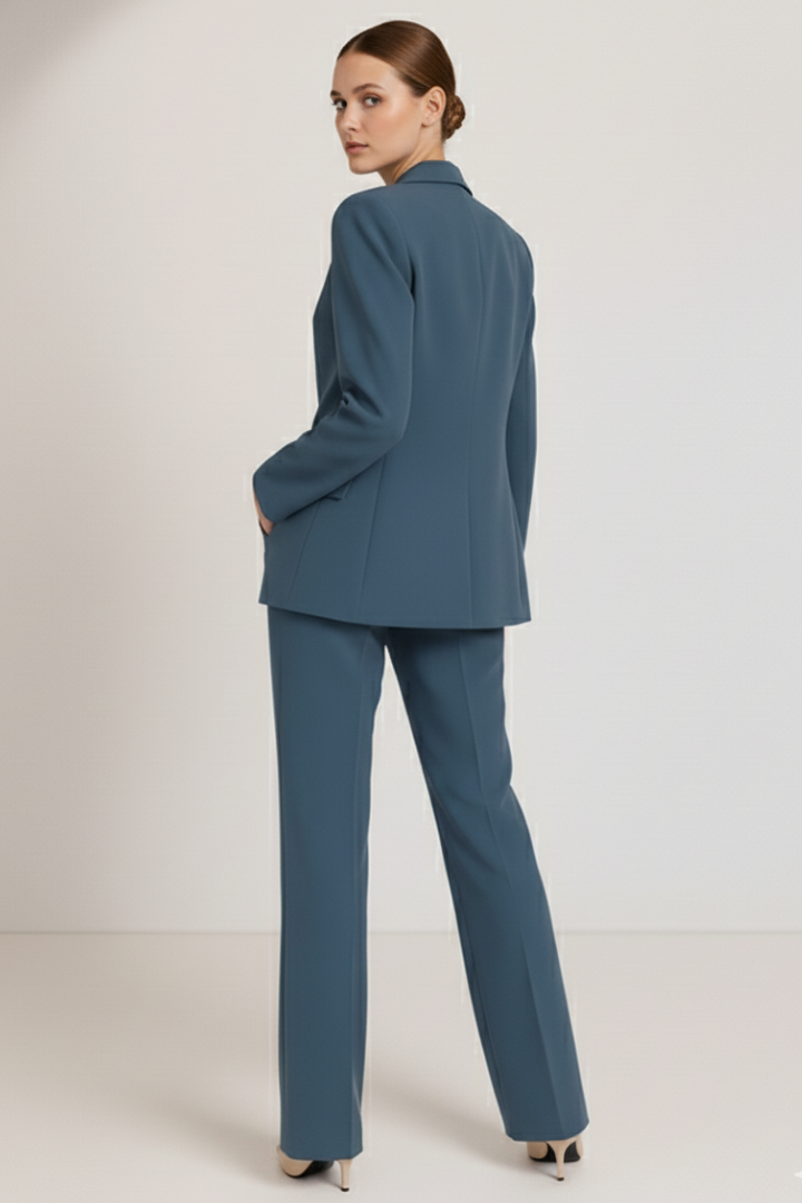 Marlowe | Women's Tailored Blazer Straight Leg Trouser Suit Set