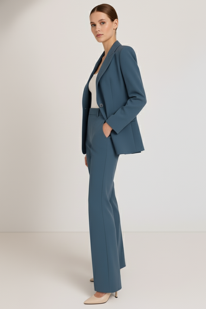 Marlowe | Women's Tailored Blazer Straight Leg Trouser Suit Set