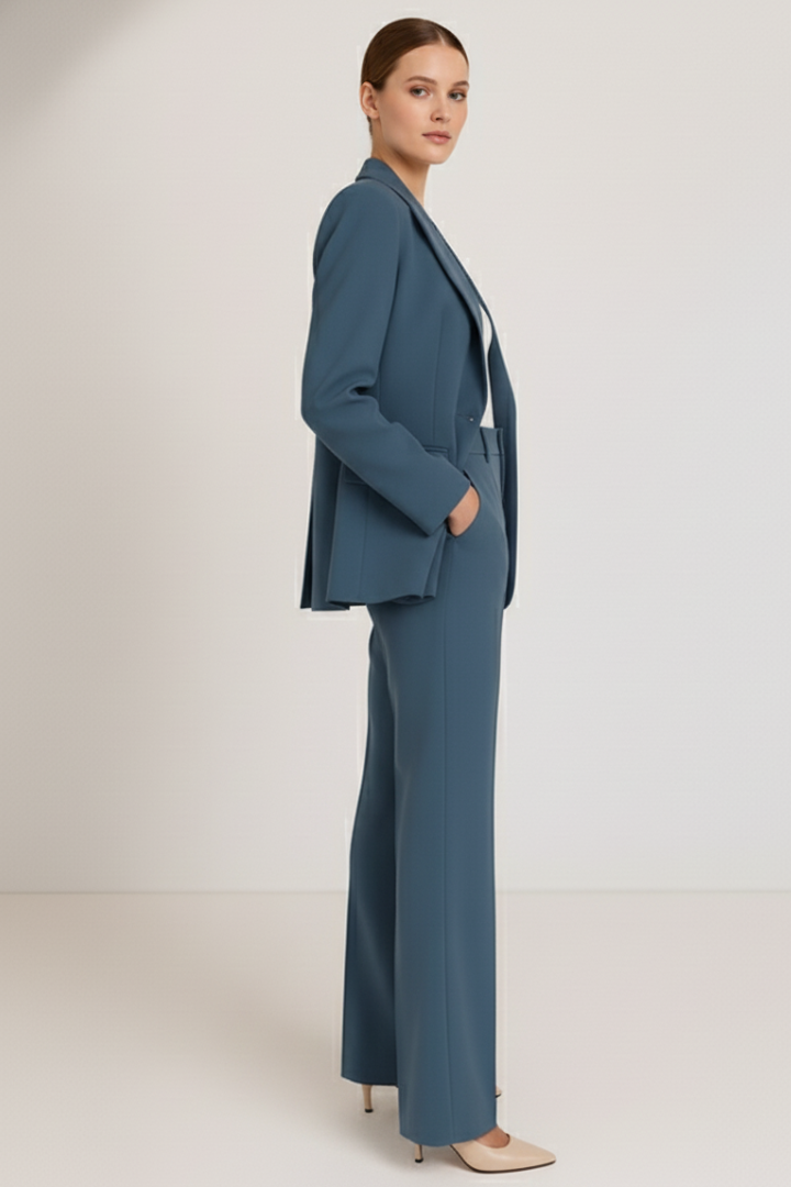 Marlowe | Women's Tailored Blazer Straight Leg Trouser Suit Set