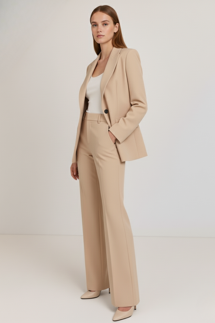 Marlowe | Women's Tailored Blazer Straight Leg Trouser Suit Set