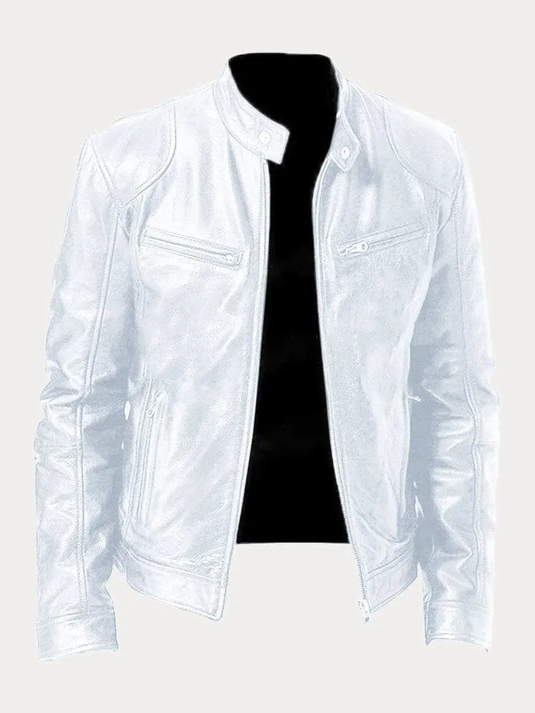 Sterling | Men's Leather Moto Slim Fit Zip-Up Jacket