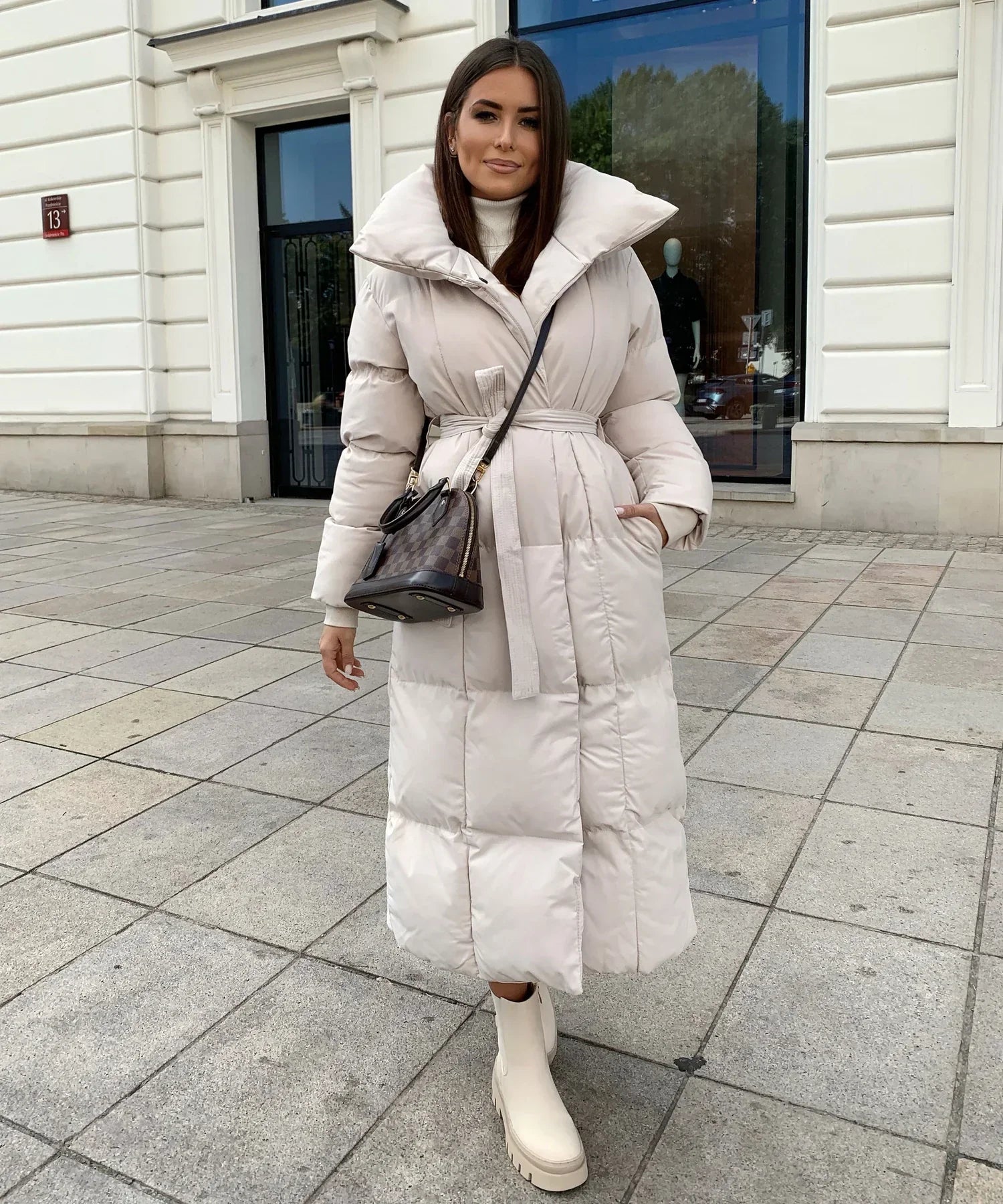 Seraphelle | Women's Longline Belted Puffer Winter Coat