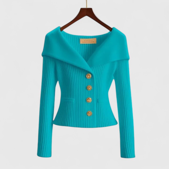Marnith | Women's Off-Shoulder Ribbed Knit Button Cardigan Sweater