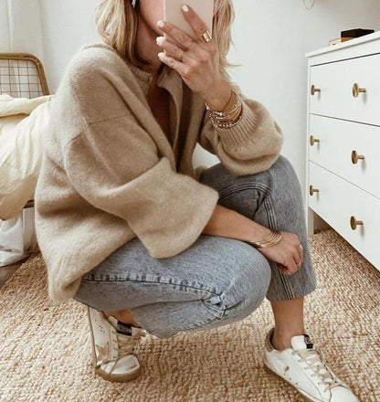 Ludmila | Women's Oversized Fluffy Knit Chunky Cardigan with Button Front