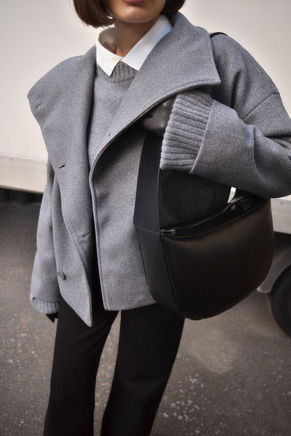 Meridith | Women's Double Breasted Short Wool Blend Pea Coat
