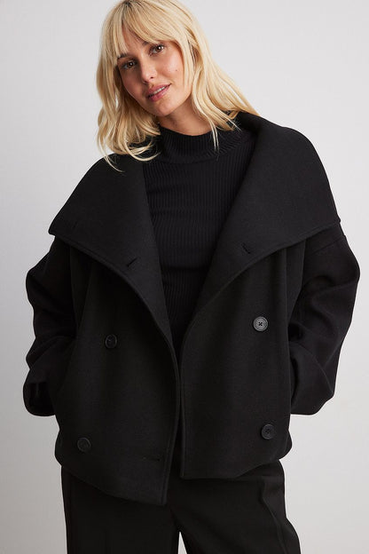 Meridith | Women's Double Breasted Short Wool Blend Pea Coat