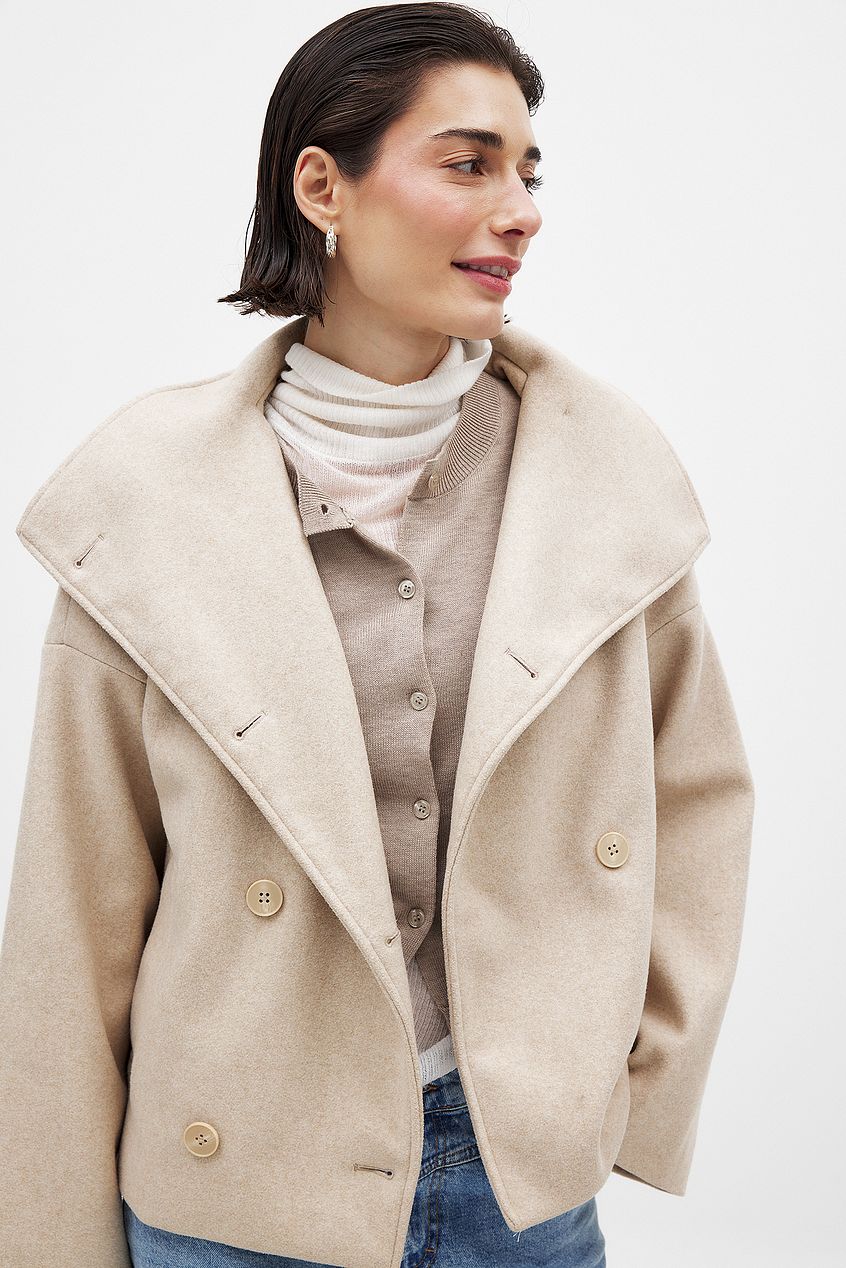 Meridith | Women's Double Breasted Short Wool Blend Pea Coat