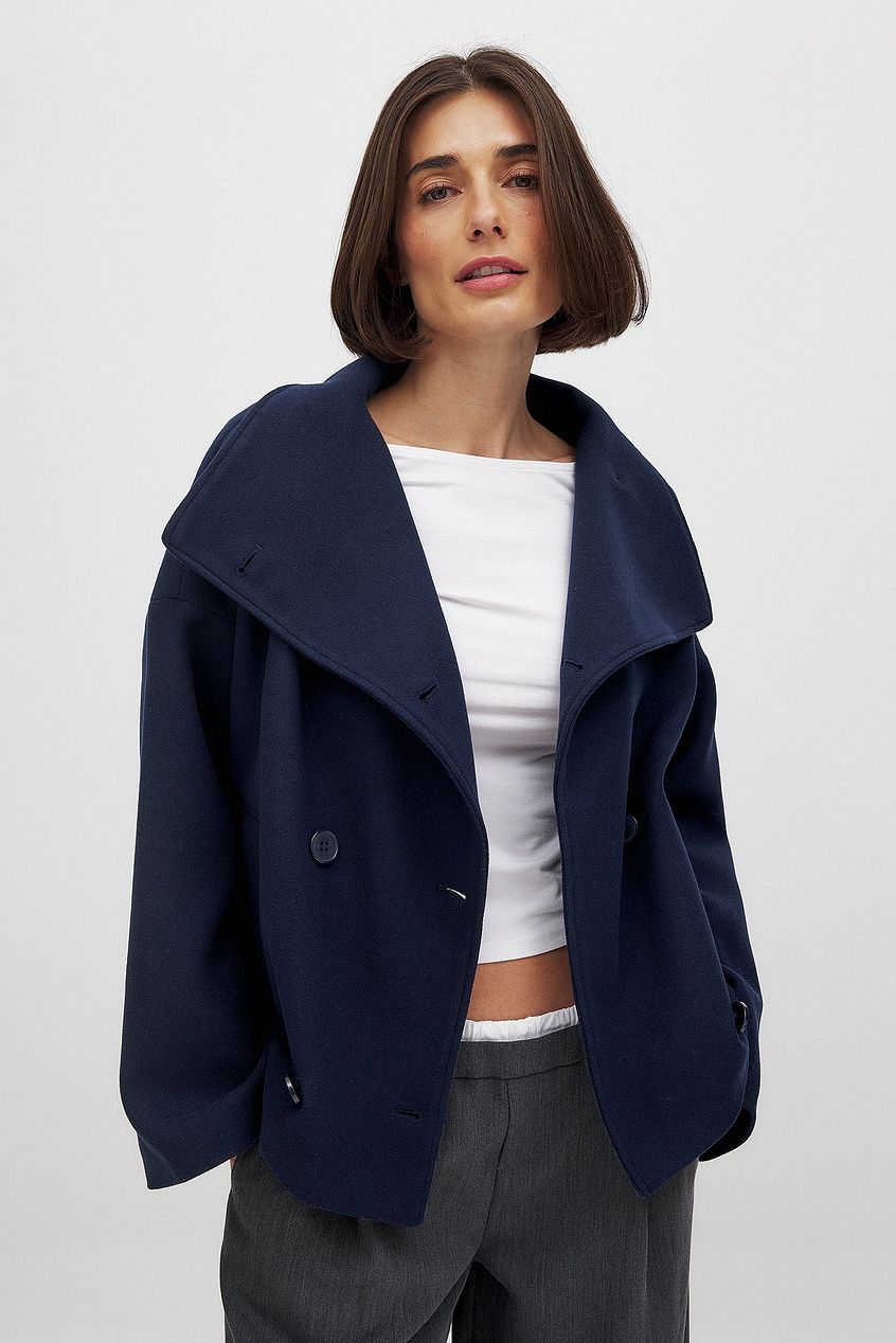 Meridith | Women's Double Breasted Short Wool Blend Pea Coat
