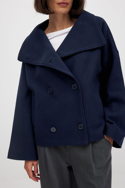 Meridith | Women's Double Breasted Short Wool Blend Pea Coat