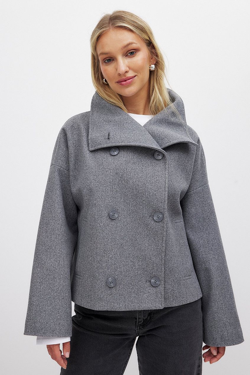 Meridith | Women's Double Breasted Short Wool Blend Pea Coat