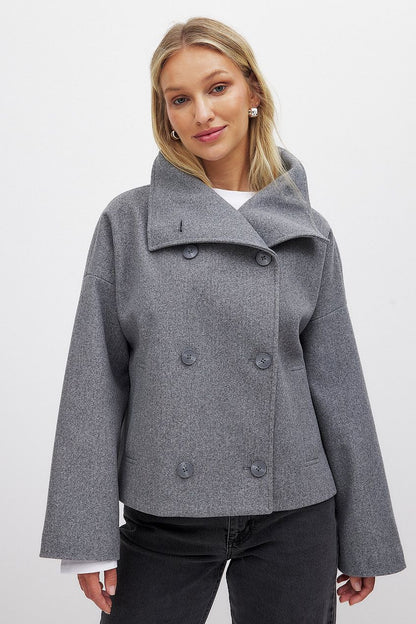 Meridith | Women's Double Breasted Short Wool Blend Pea Coat