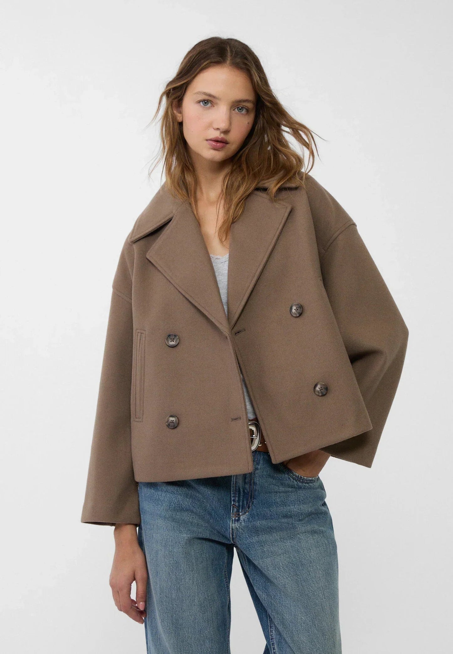 Ludovica | Women's Double-Breasted Cropped Pea Coat