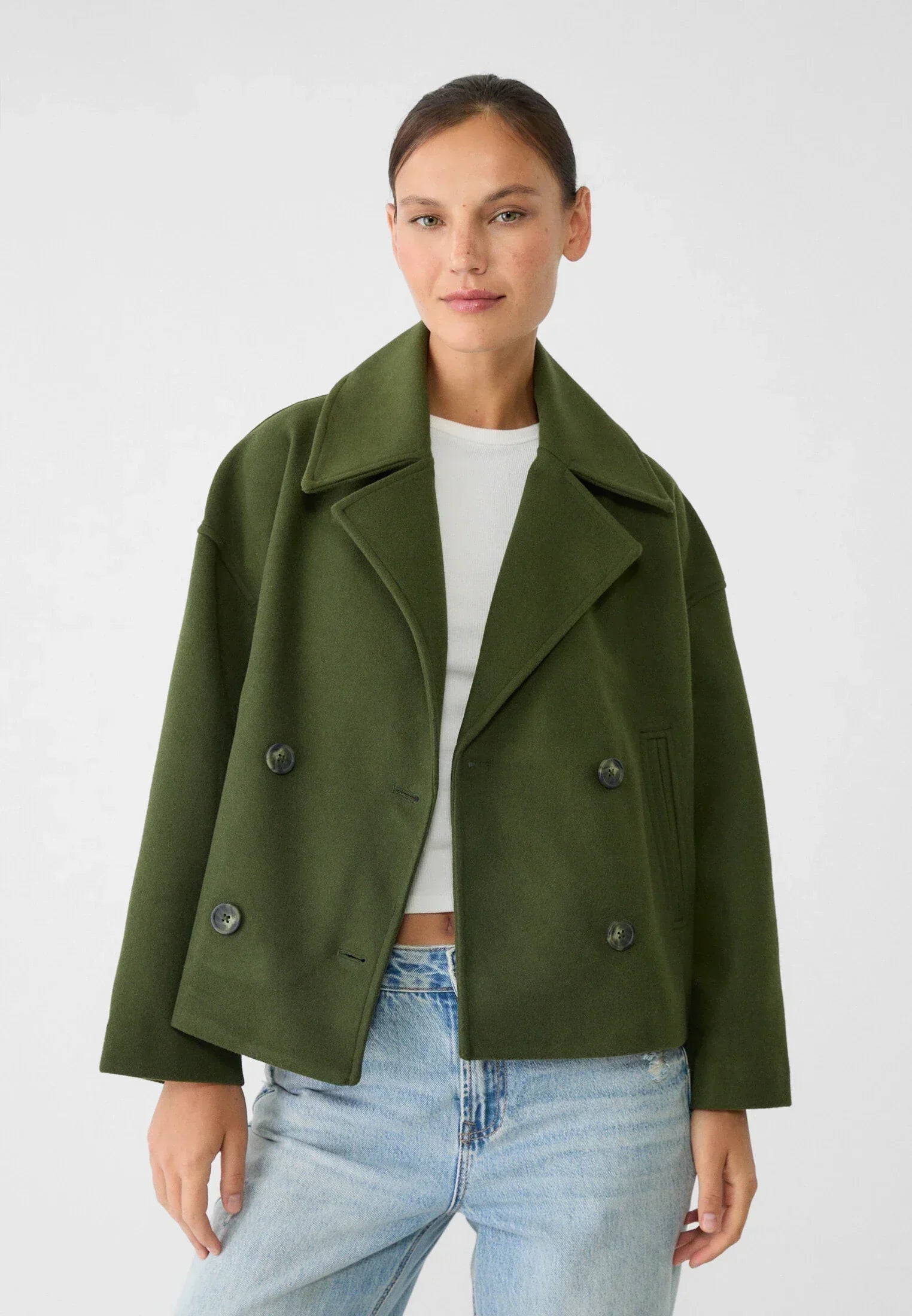 Ludovica | Women's Double-Breasted Cropped Pea Coat