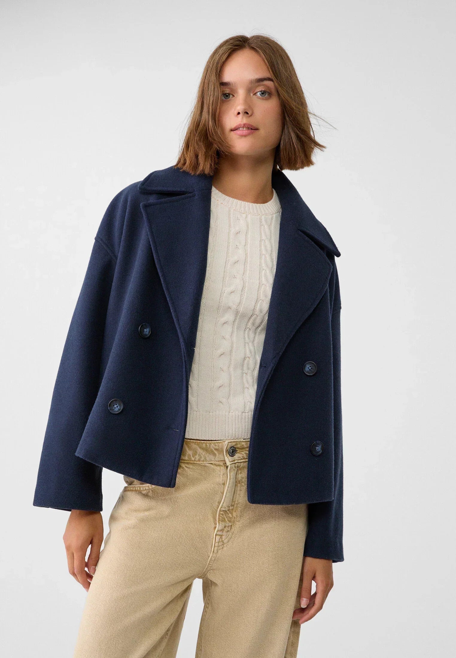 Ludovica | Women's Double-Breasted Cropped Pea Coat