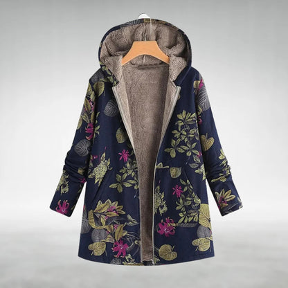 Marlowyse | Women's Floral Fleece Lined Hooded Jacket