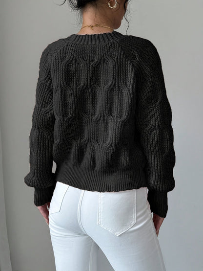 Rosalind | Women's Bow-Detail Cable Knit V-Neck Button-Front Cardigan