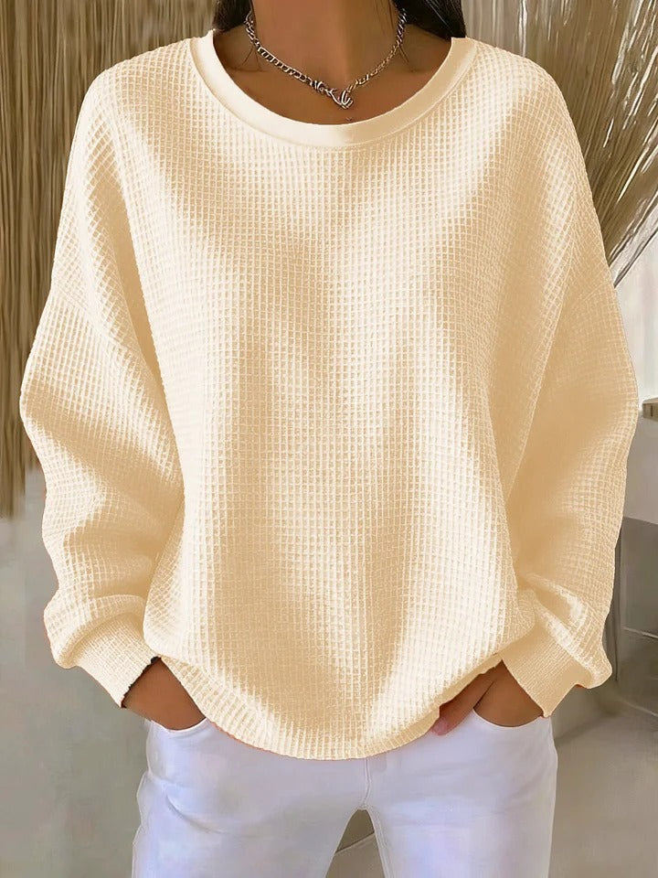 Solene | Women's Waffle Knit Oversized Long Sleeve Sweater