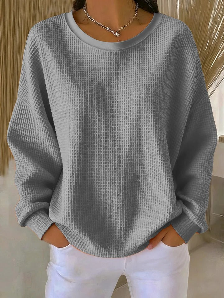 Solene | Women's Waffle Knit Oversized Long Sleeve Sweater