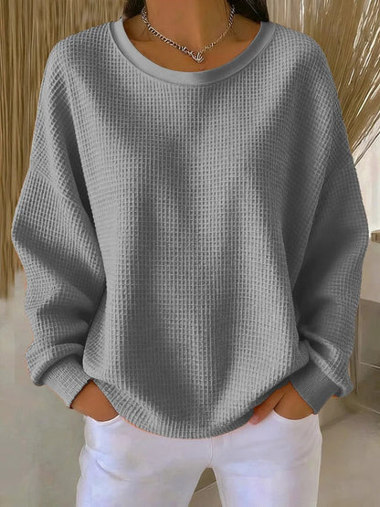 Solene | Women's Waffle Knit Oversized Long Sleeve Sweater