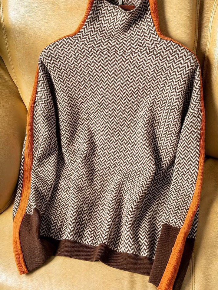 Marlowe | Women's Turtleneck Herringbone Knit Sweater