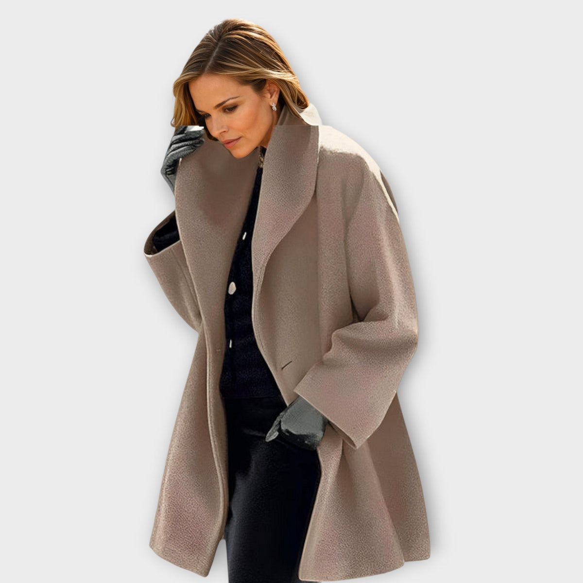 Wrenford | Women's Oversized Wide Collar Wool Blend Ladies Long Winter Coat