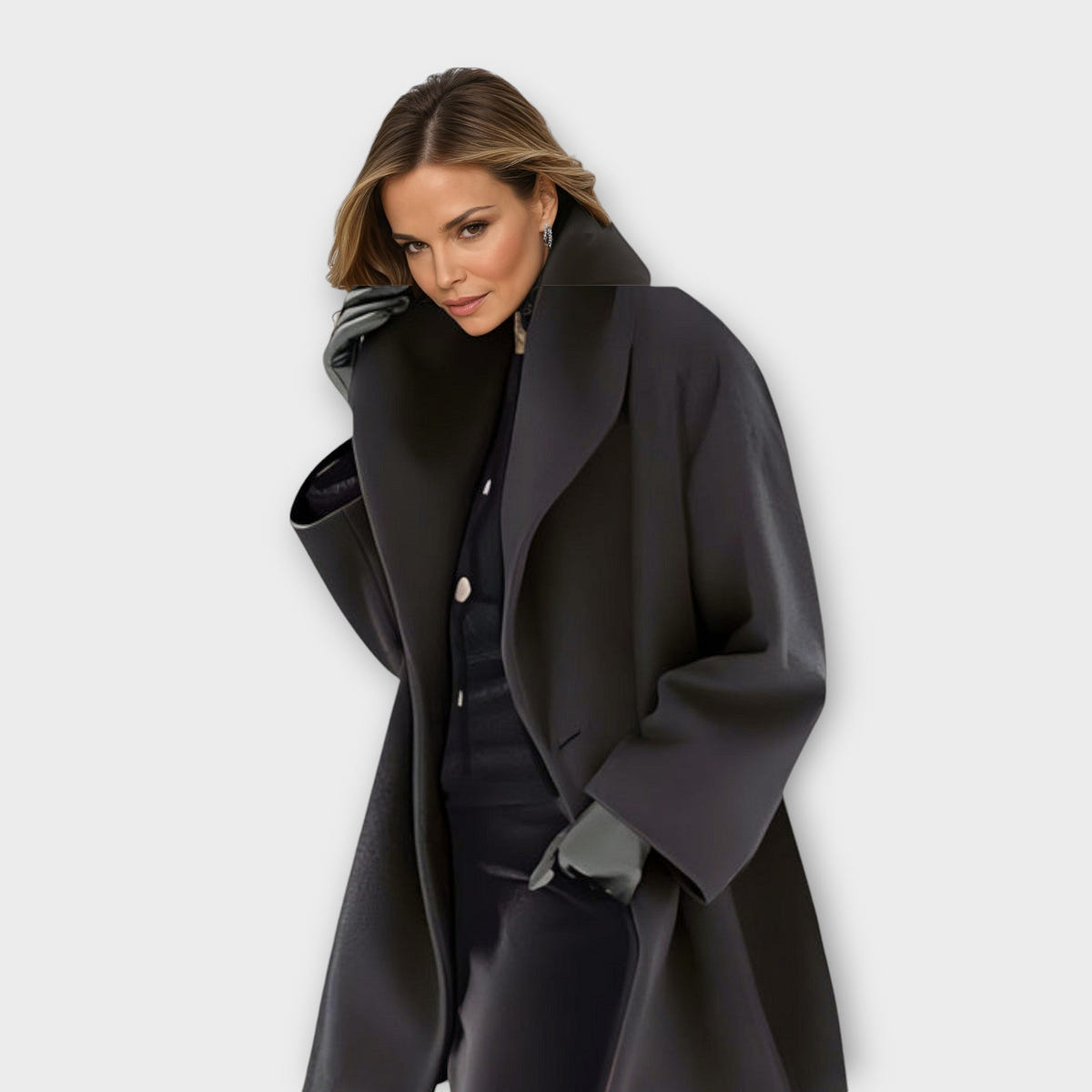 Wrenford | Women's Oversized Wide Collar Wool Blend Ladies Long Winter Coat