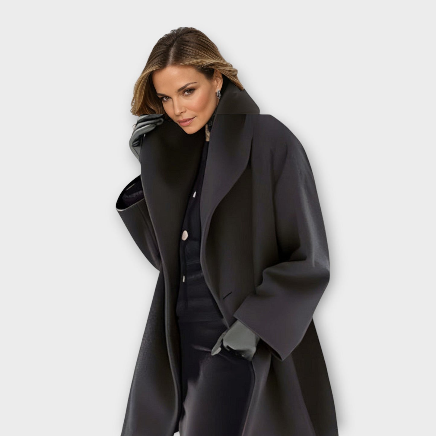 Wrenford | Women's Oversized Wide Collar Wool Blend Ladies Long Winter Coat