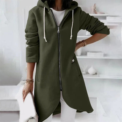 Amanda | Women's Longline Hooded Zip-Up Jacket