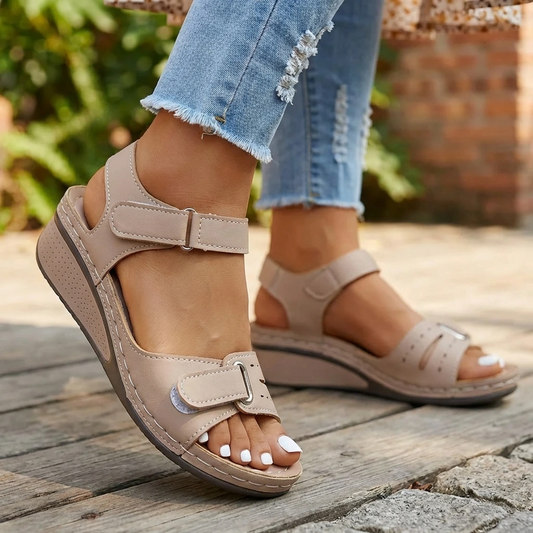 Quinn | Cutout Strap Velcro Ankle Open Toe Orthopedic Walking Sandal